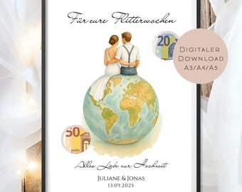 Wedding money gift for honeymoon | Travel fund voucher | Personalized gift for the bride and groom | Give money as a gift | Wedding gift PDF