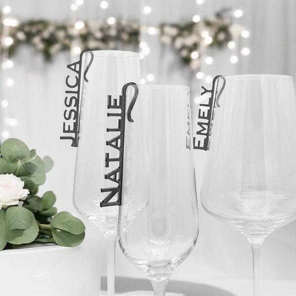 Name Glas Anhänger Tischkarte Platzkarte Hochzeit Taufe Konfirmation Ostern Silvester Sektglas Weinglas Geburtstag Namensschild Tischdeko