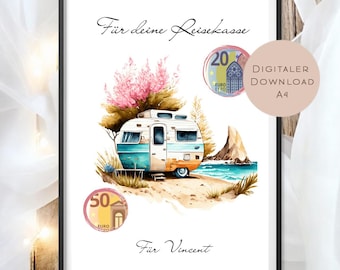 Money gift for campers | Travel fund voucher | Printable holiday gift | Birthday money gift | Birthday gift PDF A4