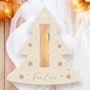 Geldgeschenk Weihnachten Geld schenken personalisierter Tannenbaum Weihnachtsbaum aus Holz mit Namen Anhänger Geschenk Weihnachtsgeschenk