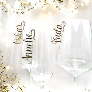 Glasmarkierer Hochzeit Platzkarte Name Anhänger Glas personalisiert Tischkarte Namensschild Weinglas Sektglas personalisiert Tischdeko Taufe
