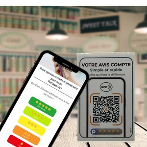 Support QR Code + NFC pour booster vos avis (Google, Instagram, Facebook…) – Redirection vers votre page Linkif personnalisée