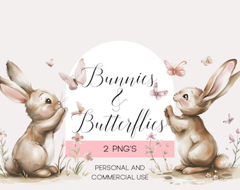 Bunny Clipart: Watercolor Rabbit PNG, Easter Card Design (Digital Download)
