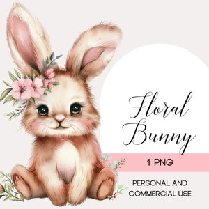 Bunny Clipart, Cute Bunny PNG, Rabbit, Digital Download Clipart - High Resolution, Easter Card and Wall Art, Personal and Commercial Use
