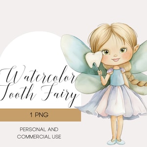 Schattige aquarel tandenfee clipart - kinderen grillige sprookje illustratie - digitale download