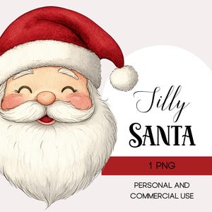 Clipart de Papai Noel Alegre em Aquarela, Rosto Bonito e Sorridente de Papai Noel PNG, Clipart para Download Digital de Natal, Uso Pessoal e Comercial