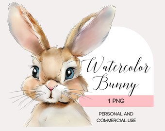 Watercolor Bunny Clipart: Easter Card & Wall Art (Digital Download)