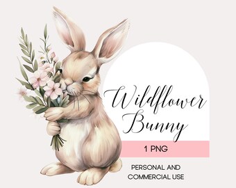 Watercolor Bunny Clipart: Floral Rabbit PNG (Digital Download)