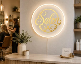 Custom Acrylic Sign, Personalized Office Wall Decor, Modern Logo Plaque, LED Backlit Salon Branding Display, Frosted Business Name Panel
