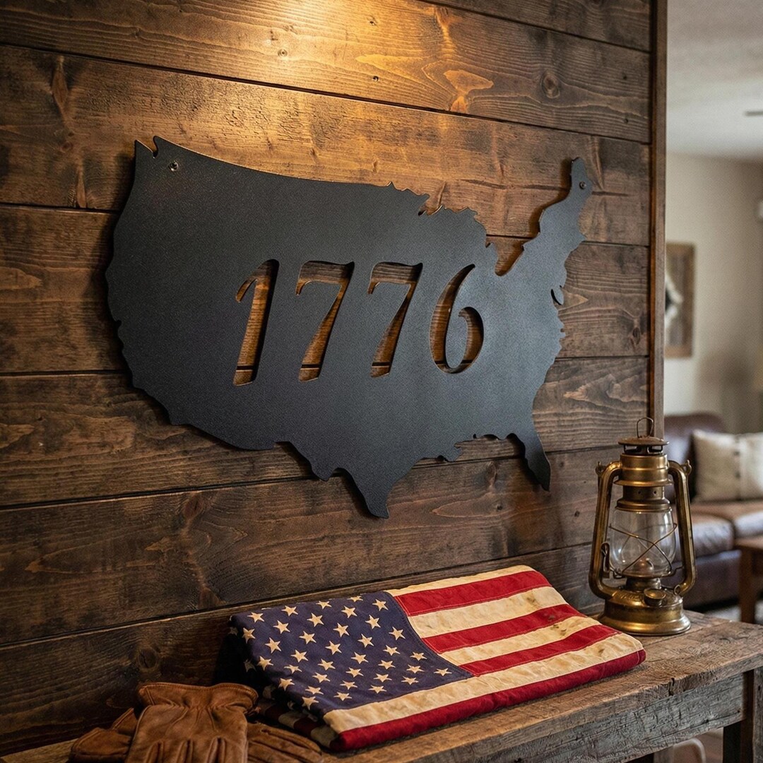 1776 United States Metal Wall Art | Rustic Patriotic Steel Sign ...