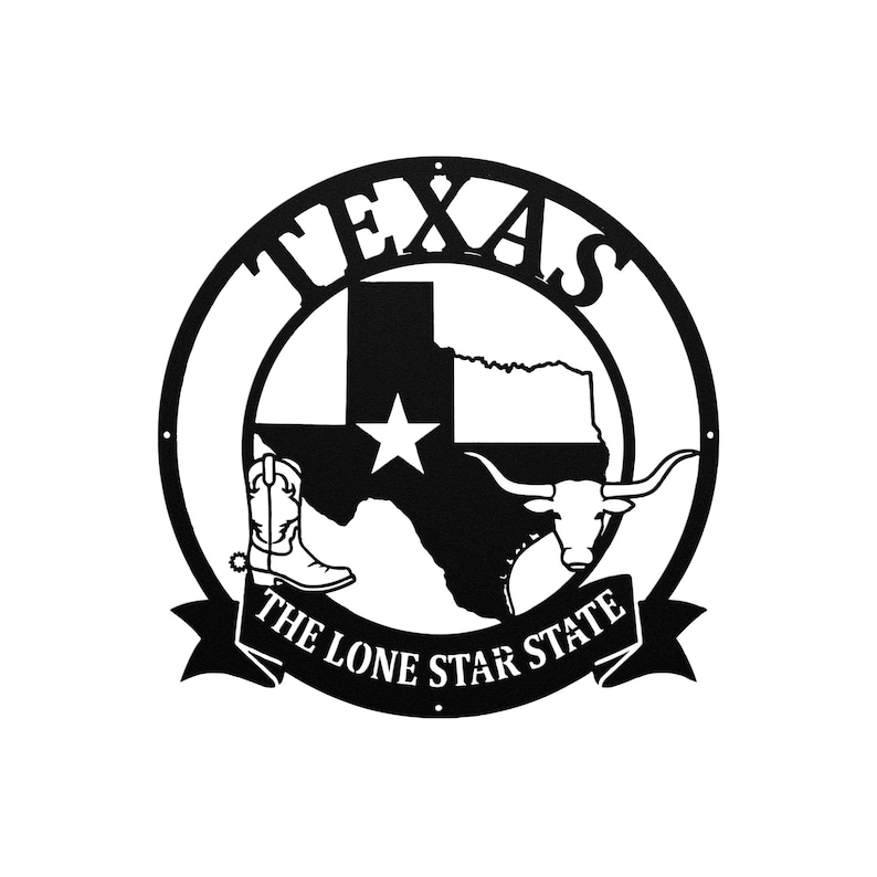 Texas Die Cut Metal Sign – Lone Star State Steel Wall Art – Rustic Western Ranch Decor – Texas Longhorn & Cowboy Boot immagine 13