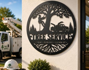 Customized Tree Service Metal Sign, Arborist Office Wall Art, Tree Business Decor, Chainsaw Crew Gift, Climber Shop Plaque