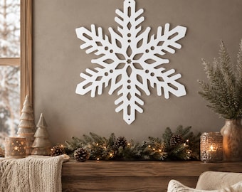 Rustic Metal Snowflake Sign, Winter Christmas Wall Decor, Holiday Door Hanger, Farmhouse Porch Accent, Cabin Entryway Plaque
