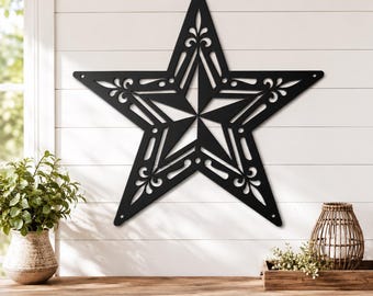 Rustic Barn Star Metal Sign, Farmhouse Outdoor Wall Decor, Western Porch Art, Country Entryway Accent, Primitive Ranch Home Gift