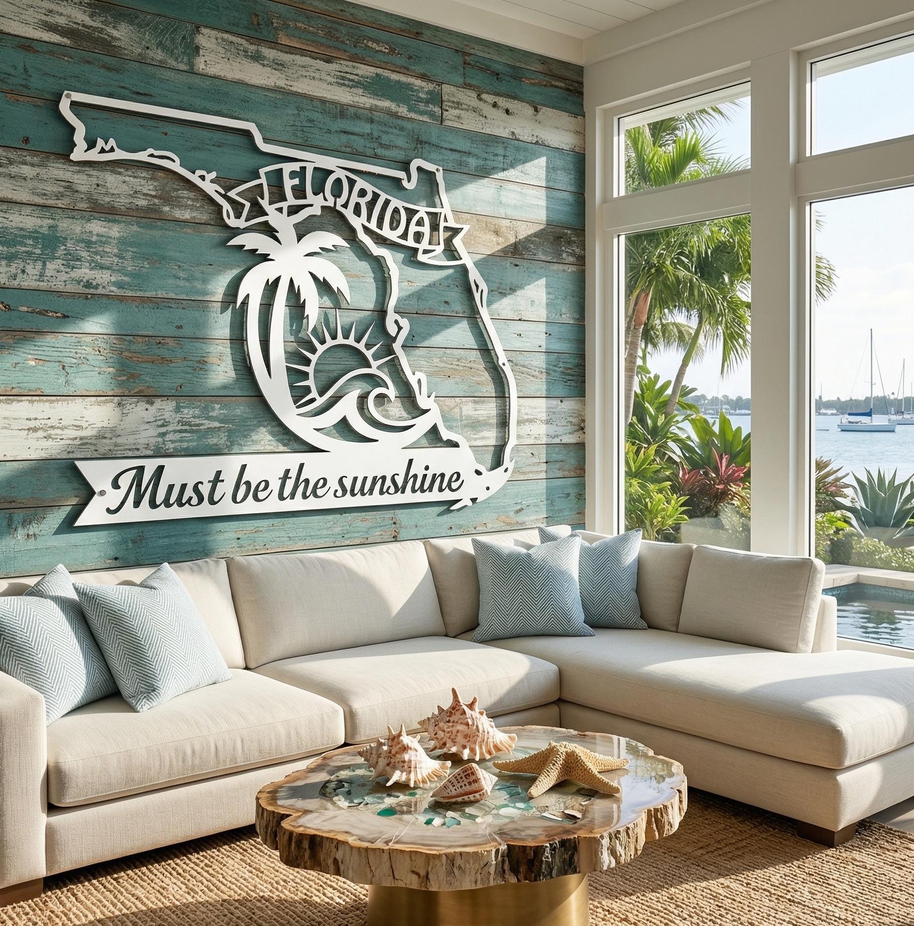 Florida Coastal Home Decor, Florida Metal Wall Art, Sunshine State Sign ...