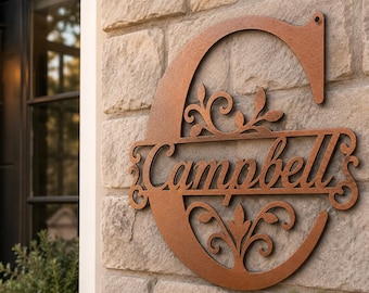 Custom Metal Family Name Sign, Personalized Monogram Wall Decor, Last Name Metal Sign, Wedding Gift, Housewarming Gift, Metal Wall Art