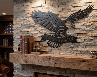 Patriotic Eagle Metal Wall Art, American Flag Eagle Sign, United We Soar Decor, USA Metal Wall Hanging, Rustic Outdoor Patriotic Decor