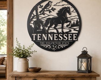 Tennessee Metal Sign, Volunteer State Wall Decor, Die Cut Metal Wall Art, Rustic Tennessee Home Decor, Southern State Gift