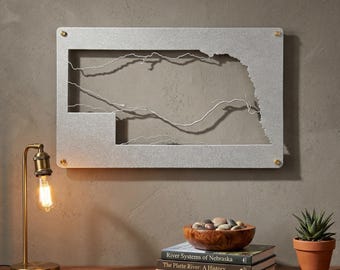 Nebraska Wall Art Metal Sign, Nebraska State Wall Decor, Rustic Steel Nebraska Map, Farmhouse Wall Hanging, Gift for Nebraska Home