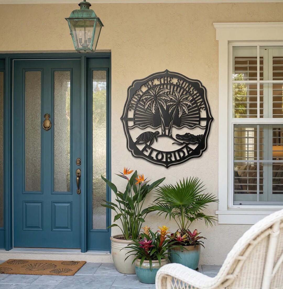 Florida Beach House Decor – Coastal Metal Wall Art, Florida State Beach ...