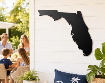 Florida Metal Wall Art, Coastal State Sign, Beach House Decor, Sunshine Souvenir Plaque, Vacation Home Gift, Entryway 18 Gauge Steel Cutout