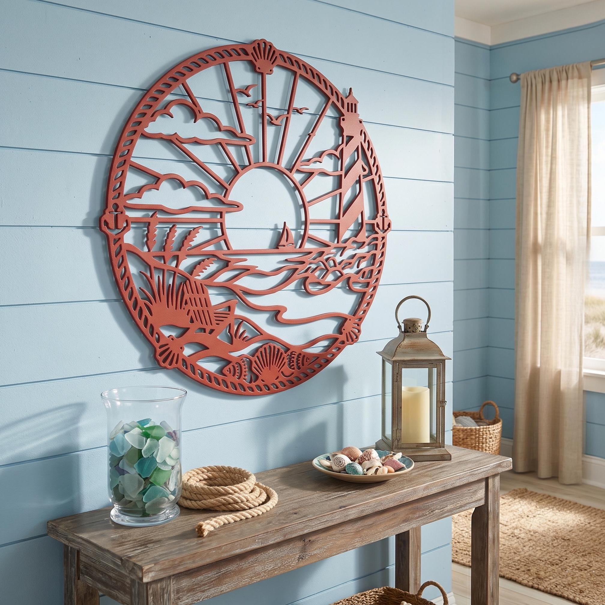 Lighthouse Wall Art for Living Room, Coastal Metal Wall Decor, Nautical ...