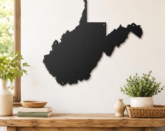 West Virginia Metal Sign, Appalachian State Wall Decor, Rustic Mountain Home Art, WV Cutout Cabin Porch Accent, Housewarming Gift