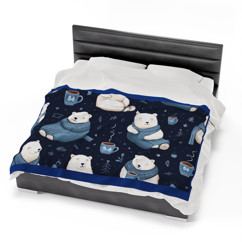 Polar Bear Cozy Blanket Gift Velveteen Plush Blanket Etsy