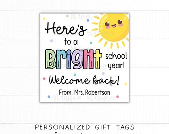 ¡Por un AÑO BRILLANTE! Etiquetas para obsequios de regreso a clases, Etiqueta de regalo para el primer día de clases para maestros, Etiqueta de regalo para estudiantes, Bienvenida, Etiqueta imprimible