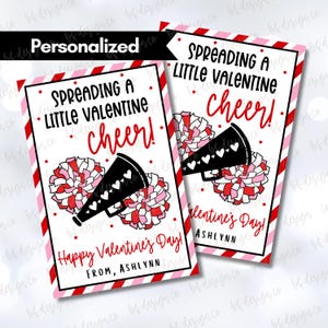 PERSONALIZOWANE Walentynki Cheerleadingowe, Rozprzestrzenianie Małej Walentynkowej Radości, Walentynki Klasowe, Walentynki Zespołowe, Wydrukowane Kartki Walentynkowe