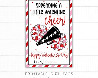 Cheerleading Valentines, Spreading A Little Valentine Cheer, Class Valentines, Team Valentines, Printable Valentine Cards