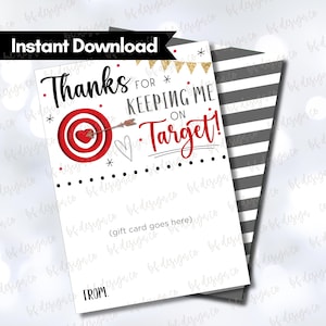 Merci de m'avoir permis de cibler | Porte-cartes Target, Carte de remerciement, Cadeau de remerciement pour enseignant, Carte-cadeau pour enseignant