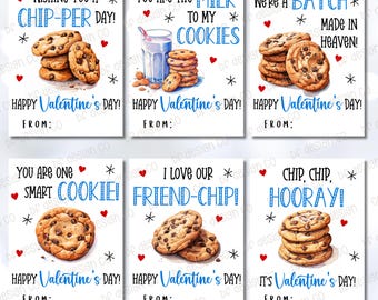 Galletas de San Valentín / Leche y galletas / Tarjetas de San Valentín para niños / San Valentín para clases / Día de San Valentín / San Valentín imprimible