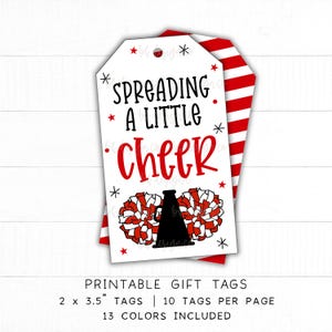 PomPom Spreading A Little Cheer | 13 Color Options, Cheer Competition Gift Tag, Team Spirit, Cheerleading Good Luck Tag, Cheer Favor Tag