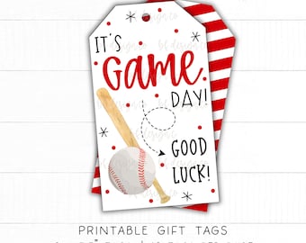 Béisbol, es día de juego / 13 opciones de colores, etiqueta de recuerdo para el día del juego, regalo de buena suerte, regalo para compañeros de equipo, regalo para jugadores, regalo para equipos deportivos, etiqueta de regalo