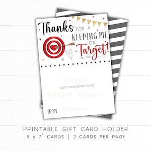 Thanks For Keeping Me On Target | Target Gift Card Holder, Thank You Card, Teacher Appreciation Gift, Gift Card For Teacher From Student