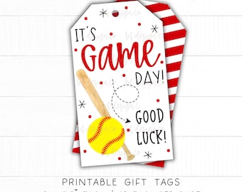 Softbol, es el día del juego / 13 opciones de colores, etiqueta de recuerdo del día del juego, regalo de buena suerte, regalo para compañeros de equipo, regalo para jugadores, regalo para equipos deportivos, etiqueta de regalo