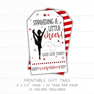 Spreading A Little Cheer | 13 Color Options, Cheer Competition Gift Tag, Team Spirit Gift Tag, Cheerleading Good Luck Tag, Cheer Favor Tag