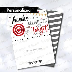 PERSONNALISÉ Merci de m'avoir permis de cibler | Porte-cartes Target, Carte de remerciement, Cadeau de remerciement pour enseignant, Carte-cadeau pour enseignant