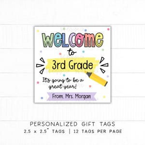 3RD GRADE Back To School Treat Tags, First Day of School Teacher Gift Tag, Gift Tag for Students, Welcome Back, Printable Tags