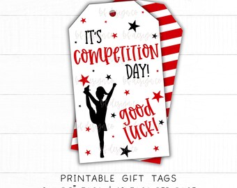 It's Competition Day | 13 Color Options, Cheer Competition Gift Tag, Team Spirit Gift Tag, Cheerleading Good Luck Tag, Cheer Favor Tag