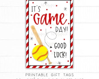 Softbol, es el día del juego / 13 opciones de colores, etiqueta de recuerdo del día del juego, regalo de buena suerte, regalo para compañeros de equipo, regalo para jugadores, regalo para equipos deportivos, etiqueta de regalo