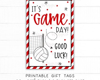 Voleibol, es el día del juego / 13 opciones de colores, etiqueta de recuerdo del día del juego, regalo de buena suerte, regalo para compañeros de equipo, regalo para jugadores, regalo para equipos deportivos, etiqueta de regalo