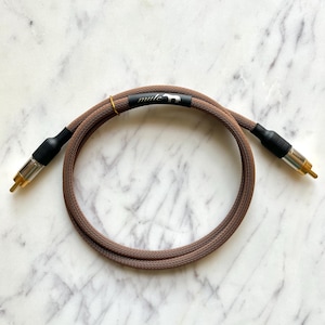Premium bruine audiofiele digitale coax S/PDIF RCA-kabel | Mogami 2964-kabel | Switchcraft 3502-stekkers | Muiltje D1 | Handgemaakte hifi-interconnect