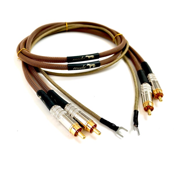 Câble d'interconnexion phono audiophile RCA pour platine vinyle de haute qualité fait main - Câble Mogami 2964 - Switchcraft 3502 Plugs-Ground Wire-Mule MP-1