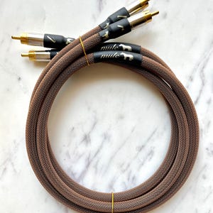 Premium Brown Audiophile RCA Interconnect Cable Set | Belden 8412 Cable | Switchcraft 3502 Plugs | WBT Solder | Mule B1-R | Handmade Hi-Fi