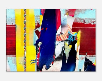 Industrial Urban Abstract Wall Art on Ready-to-Hang Canvas | Industrial Jewel Tones Print | Modern Wall Decor for Home or Office