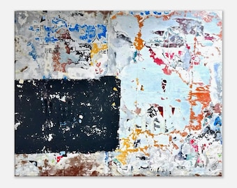 Industrial Urban Abstract Wall Art on Ready-to-Hang Canvas | Industrial Pastels and Black Print | Modern Wall Decor for Home or Office