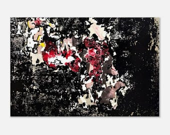 Industrial Urban Abstract Wall Art on Ready-to-Hang Canvas | Industrial Red and Black Print | Modern Wall Decor for Home or Office