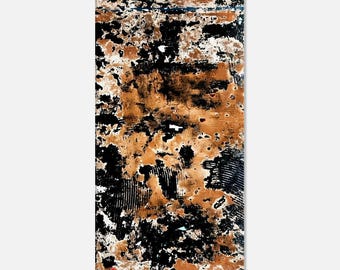 Industrial Urban Abstract Wall Art on Ready-to-Hang Canvas | Industrial Brown, Beige and Black Print | Modern Wall Decor for Home or Office